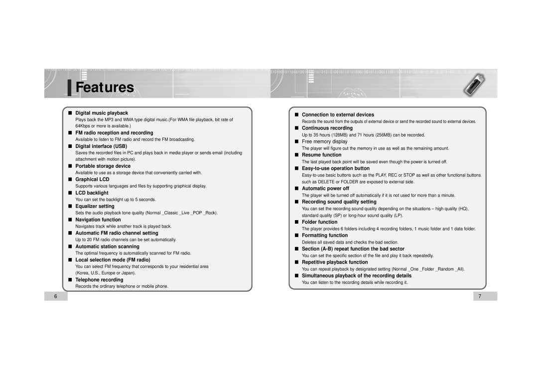 Enox EVR-M760, EVR-M750 manual Features, Free memory display 