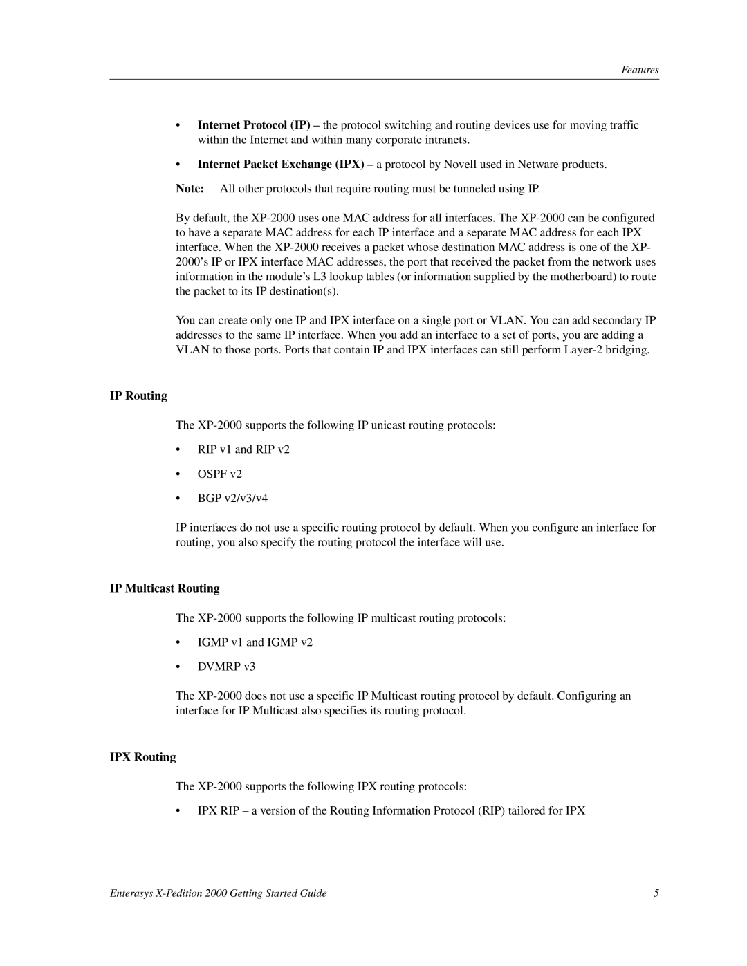 Enterasys Networks 2000 manual IP Routing, IP Multicast Routing, IPX Routing 