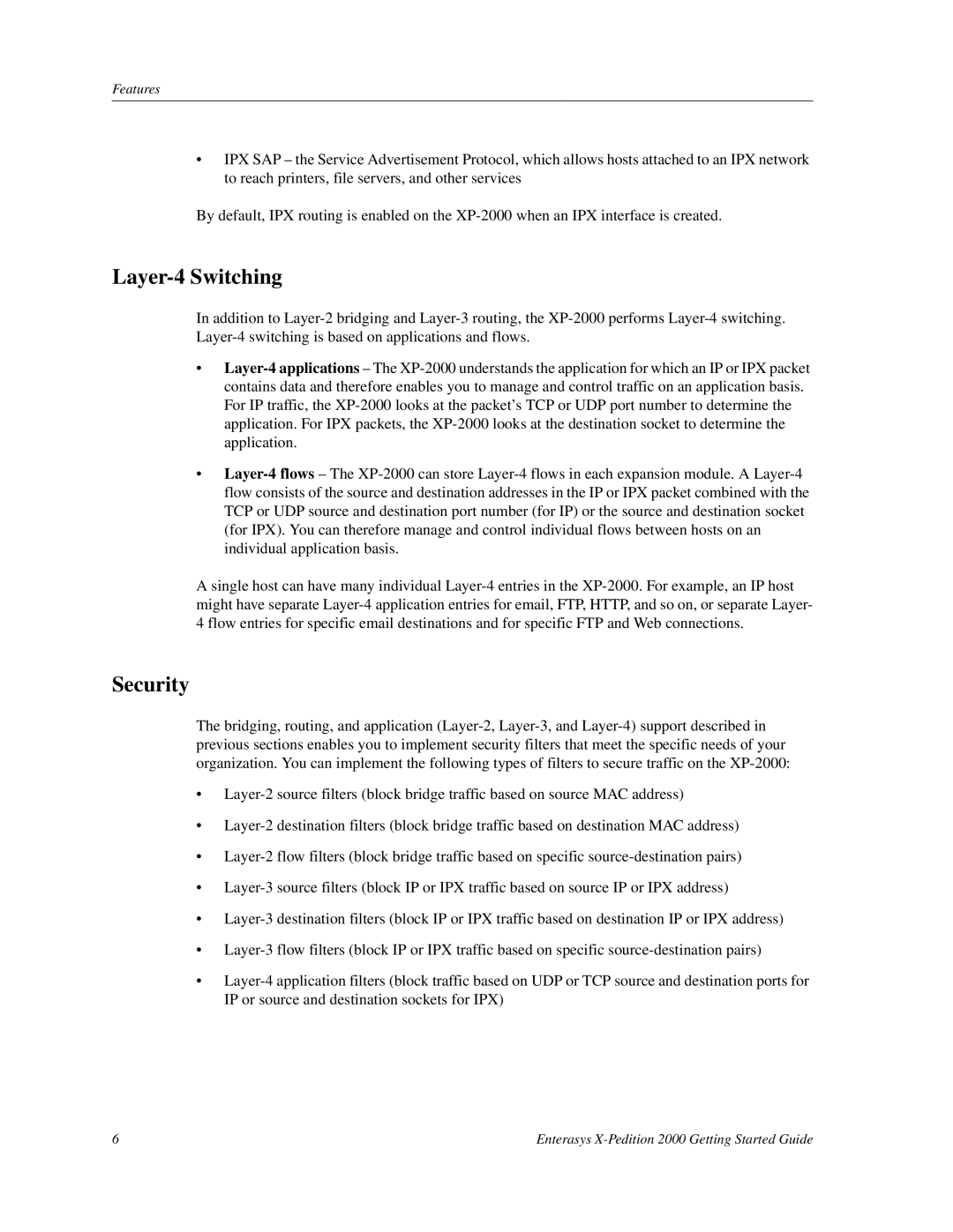 Enterasys Networks 2000 manual Layer-4 Switching, Security 