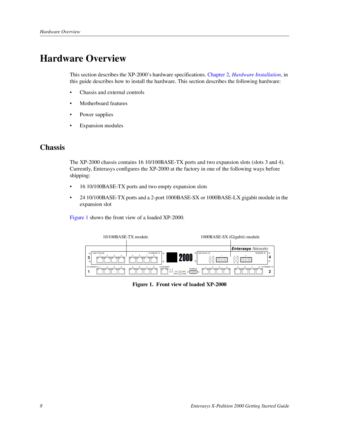 Enterasys Networks 2000 manual Hardware Overview, Chassis 