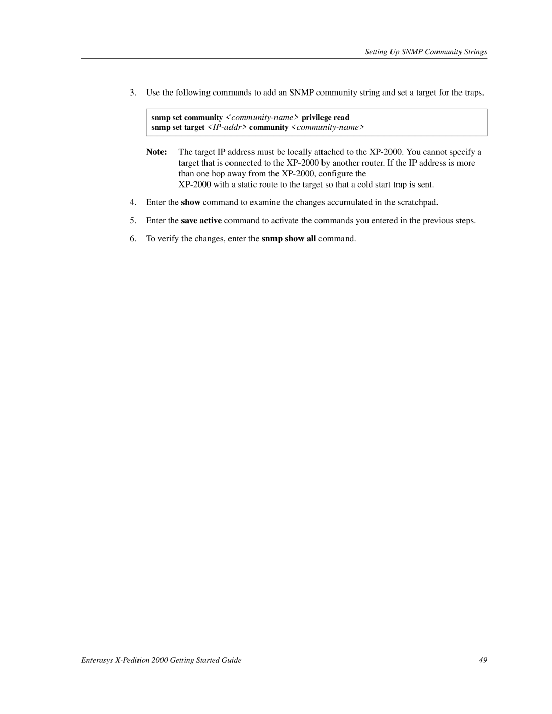 Enterasys Networks 2000 manual Setting Up Snmp Community Strings 