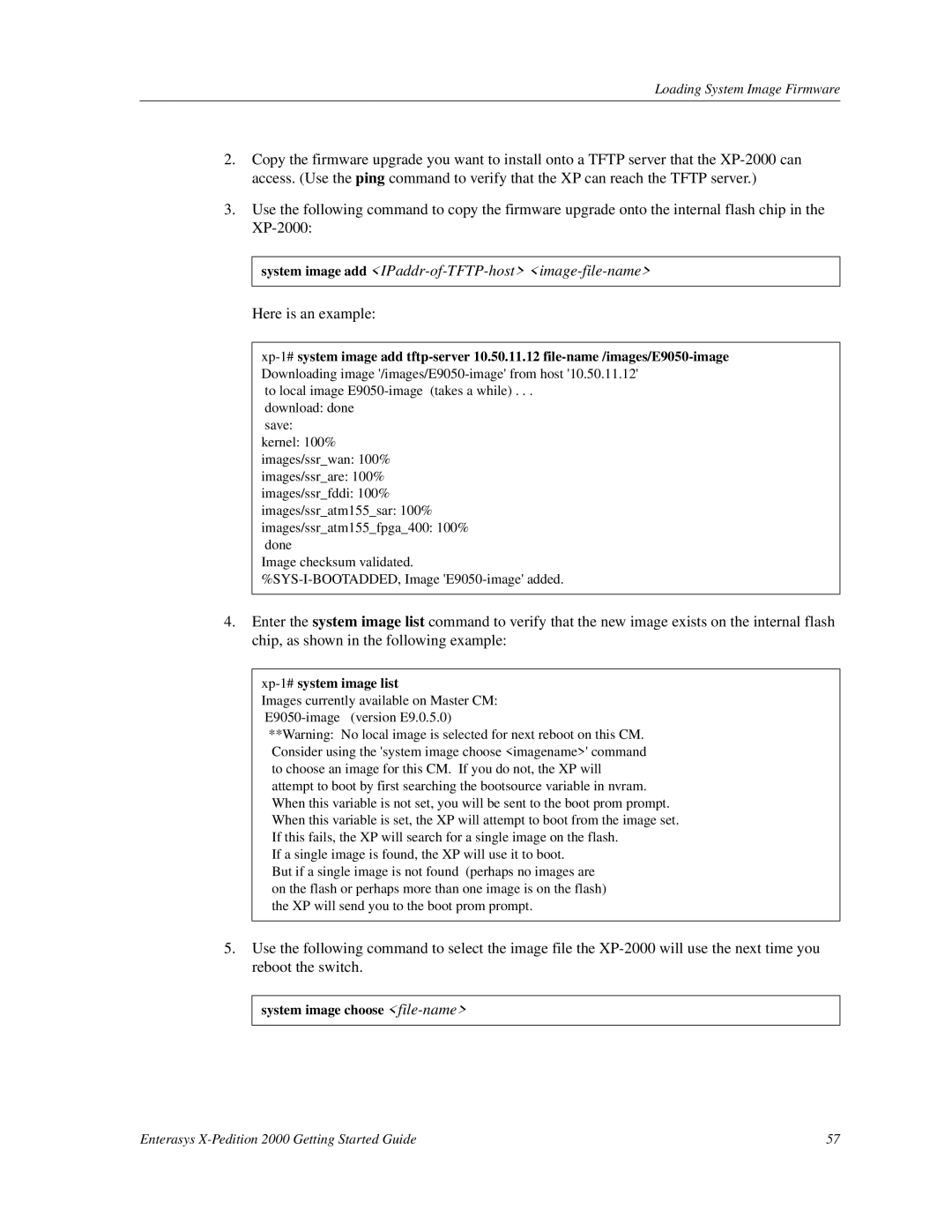 Enterasys Networks 2000 manual System image add IPaddr-of-TFTP-host image-file-name 