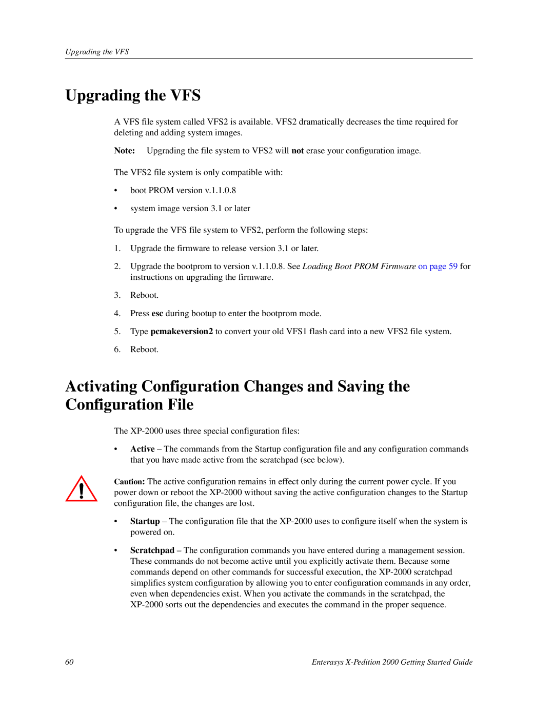 Enterasys Networks 2000 manual Upgrading the VFS 