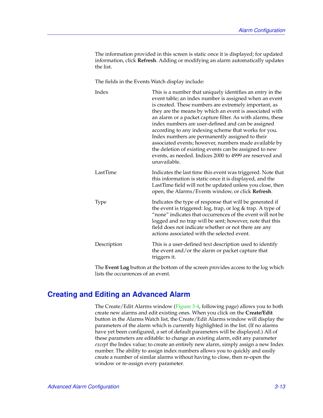 Enterasys Networks 2000 manual Creating and Editing an Advanced Alarm 