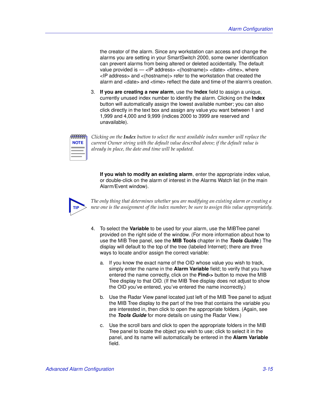 Enterasys Networks 2000 manual Alarm Configuration 