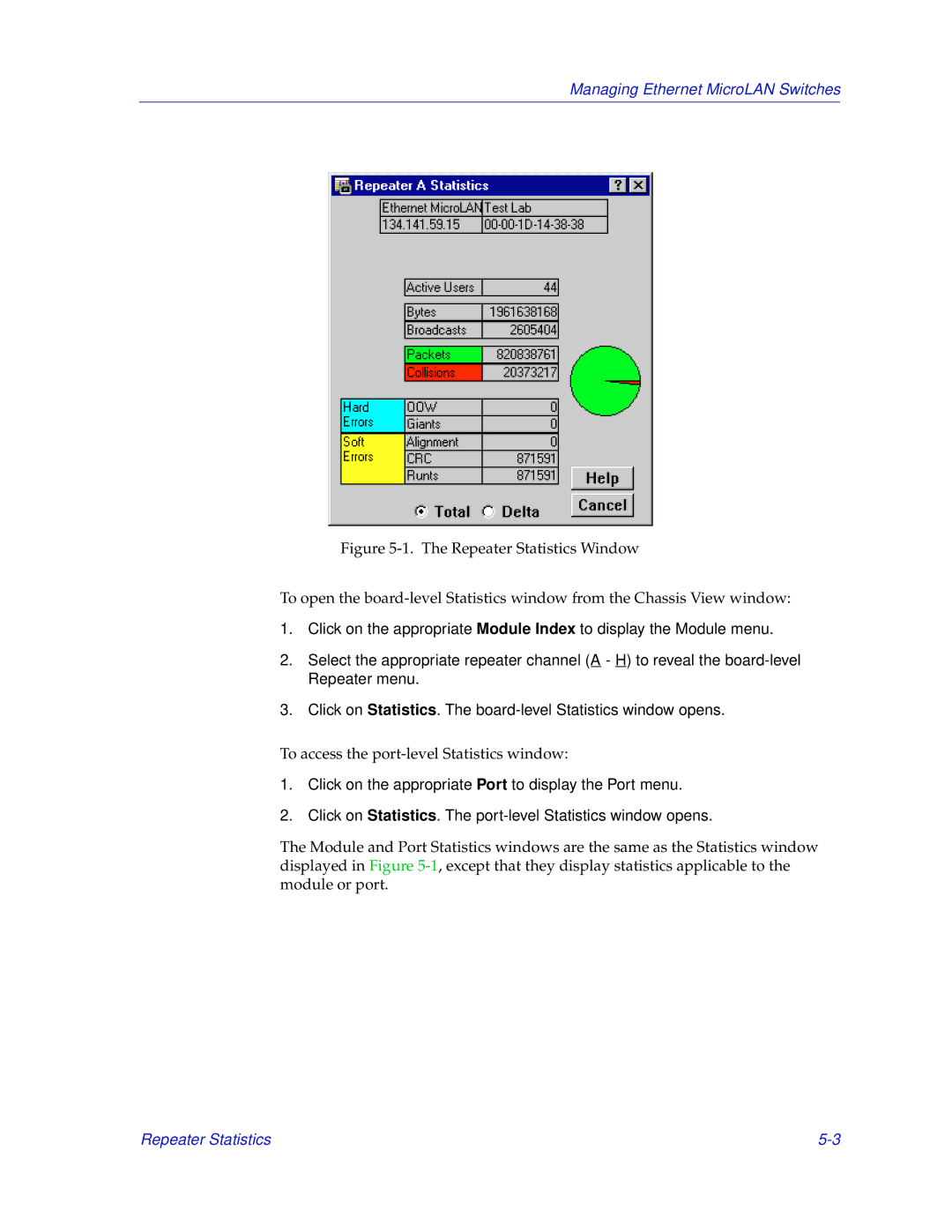 Enterasys Networks 2000 manual To access the port-level Statistics window 