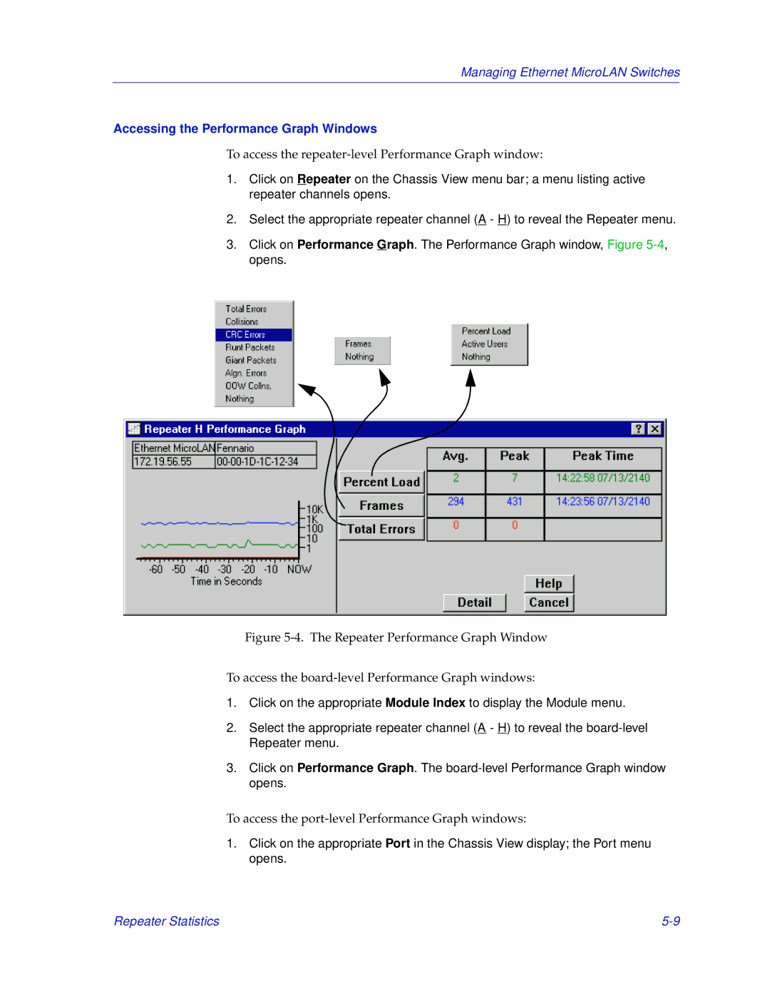 Enterasys Networks 2000 manual Accessing the Performance Graph Windows 