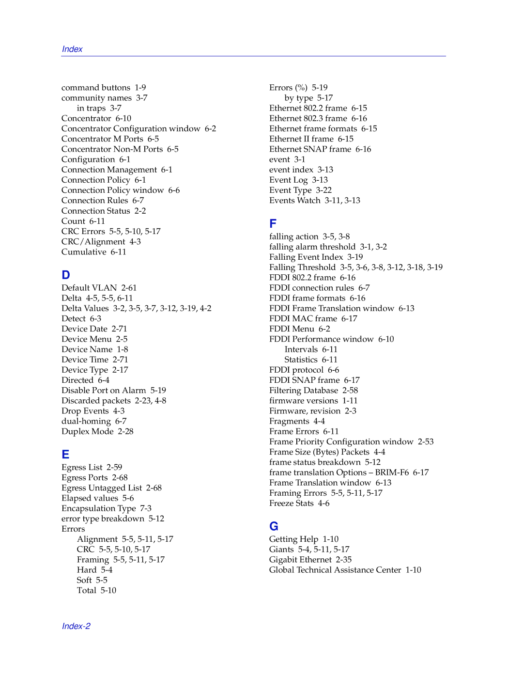 Enterasys Networks 2000 manual Index-2 