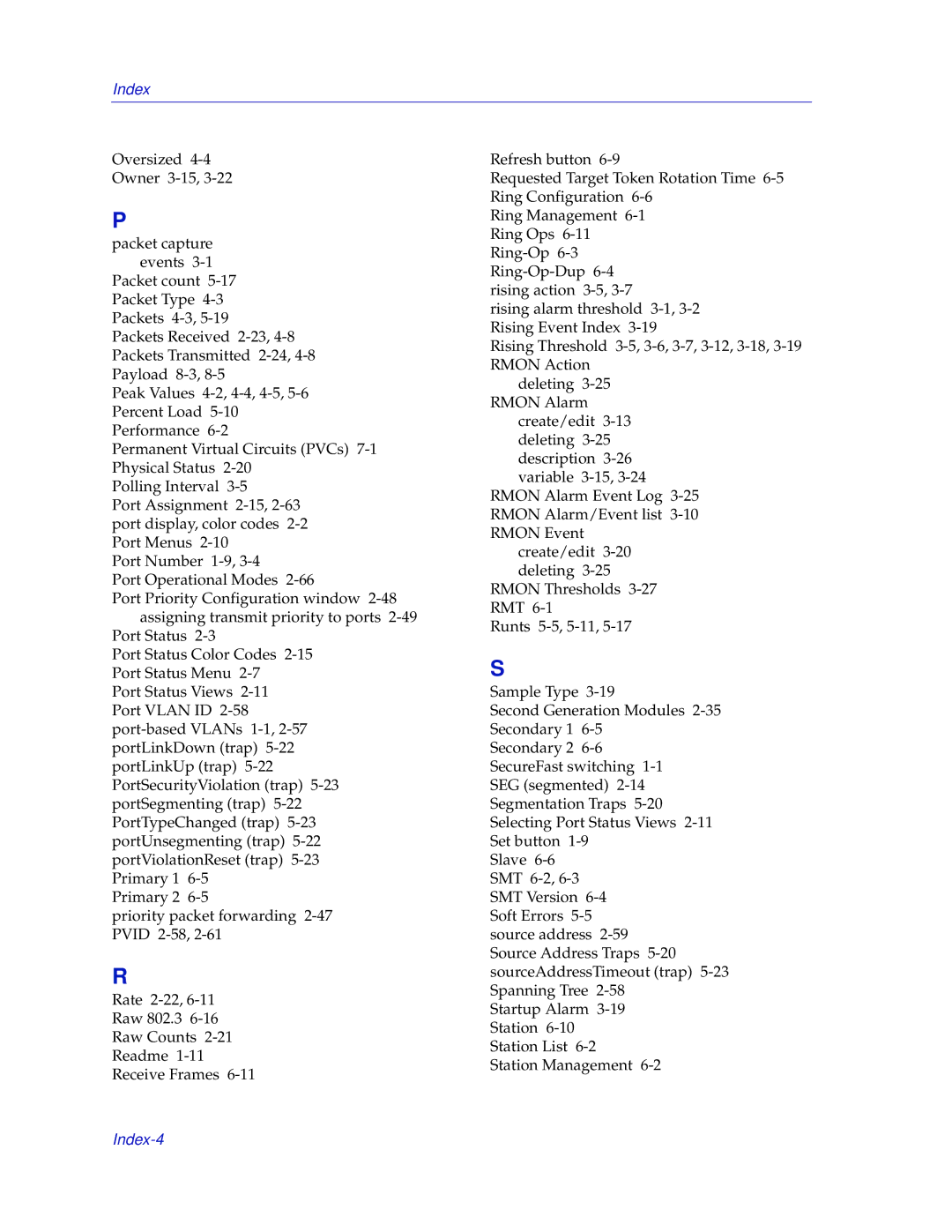 Enterasys Networks 2000 manual Index-4 