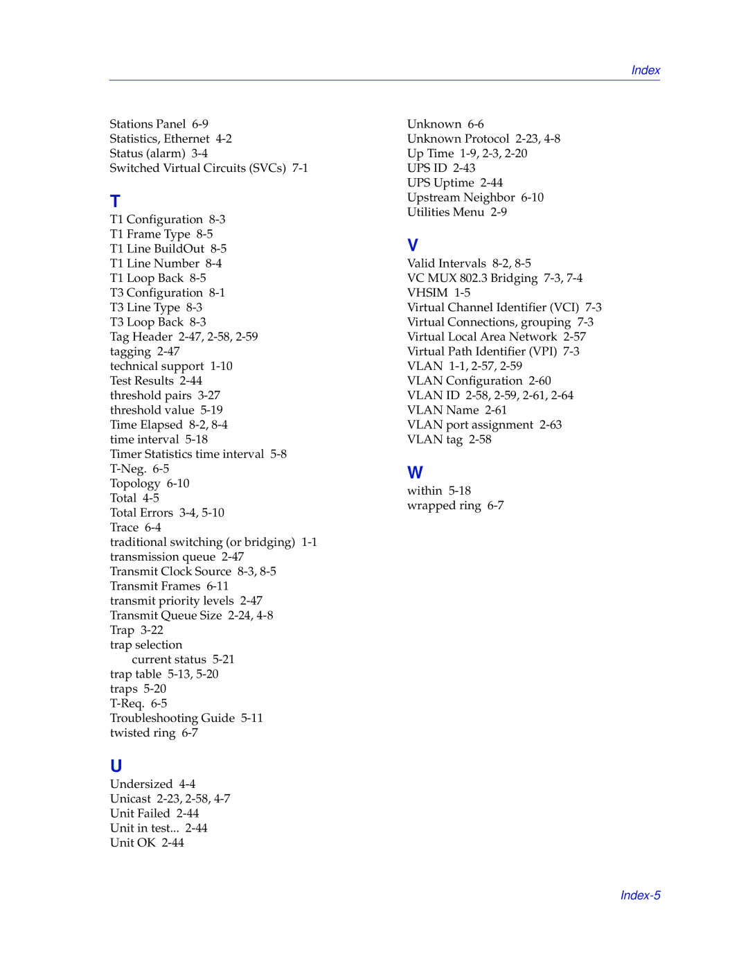 Enterasys Networks 2000 manual Index-5 