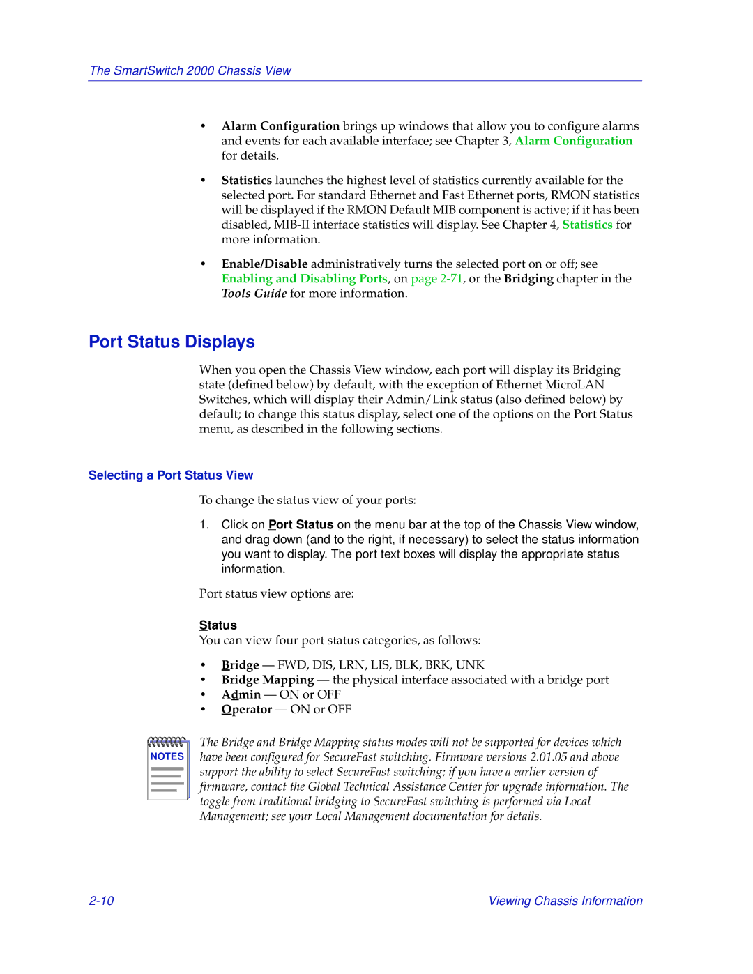 Enterasys Networks 2000 manual Port Status Displays, Selecting a Port Status View 