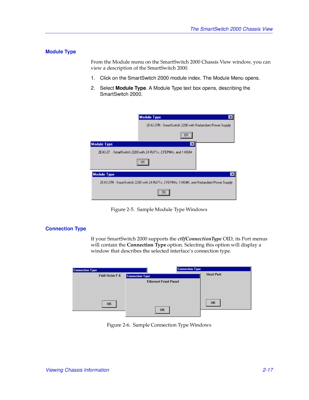 Enterasys Networks 2000 manual Module Type, Connection Type 