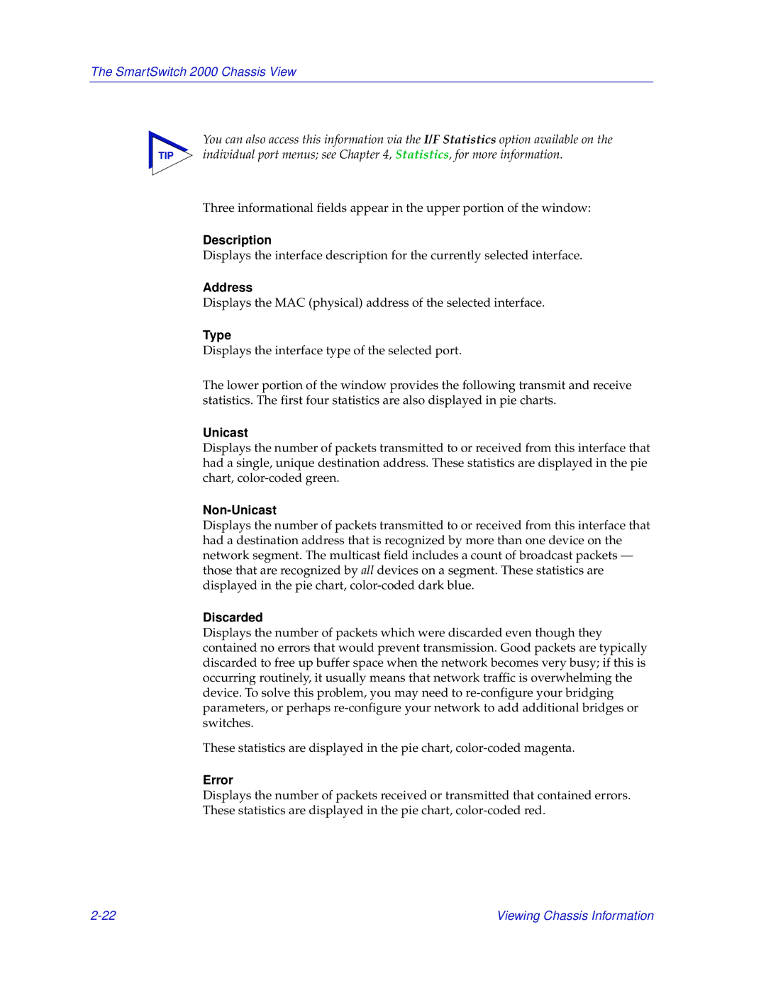 Enterasys Networks 2000 manual Address, Non-Unicast, Discarded, Error 