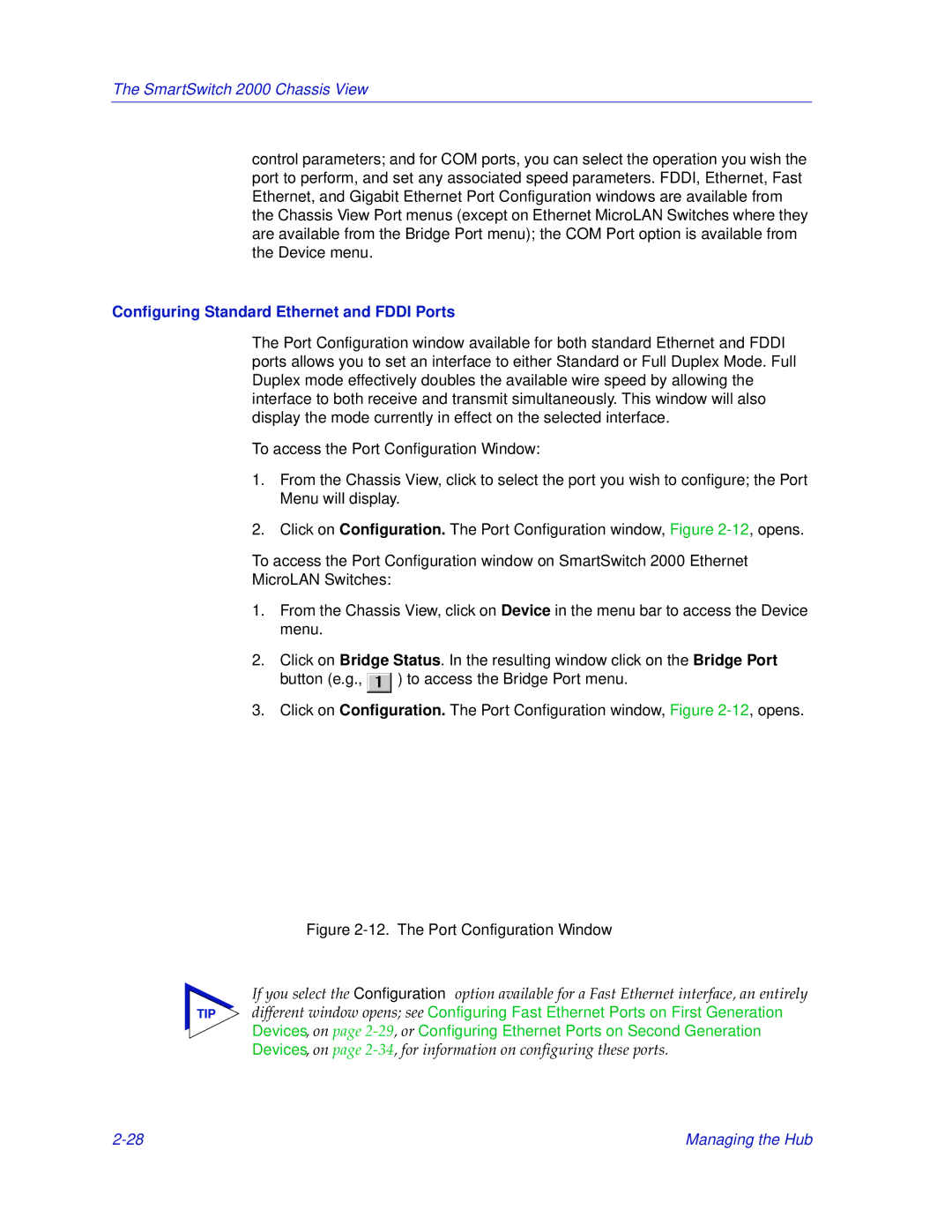 Enterasys Networks 2000 manual Configuring Standard Ethernet and Fddi Ports, The Port Configuration Window 