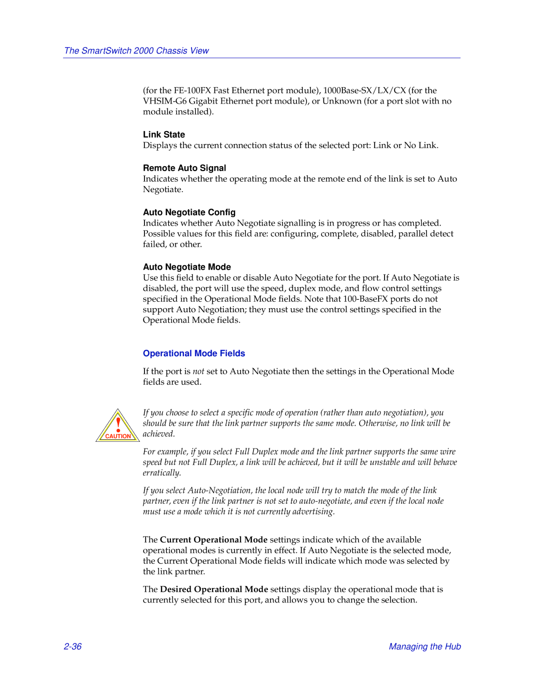 Enterasys Networks 2000 manual Remote Auto Signal, Auto Negotiate Config, Auto Negotiate Mode, Operational Mode Fields 