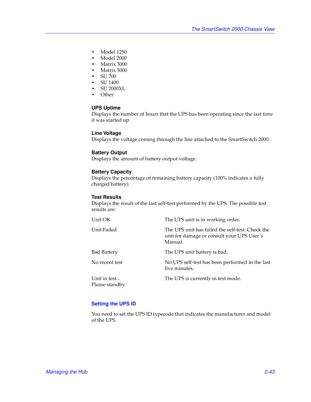 Enterasys Networks 2000 manual Setting the UPS ID 