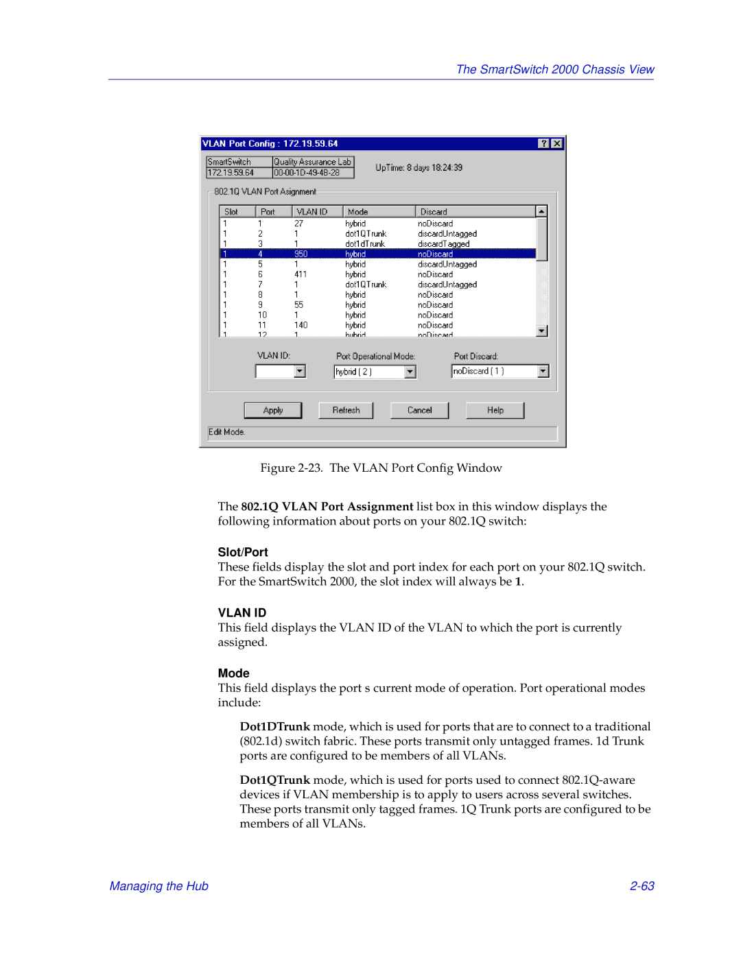 Enterasys Networks 2000 manual Slot/Port, Mode 