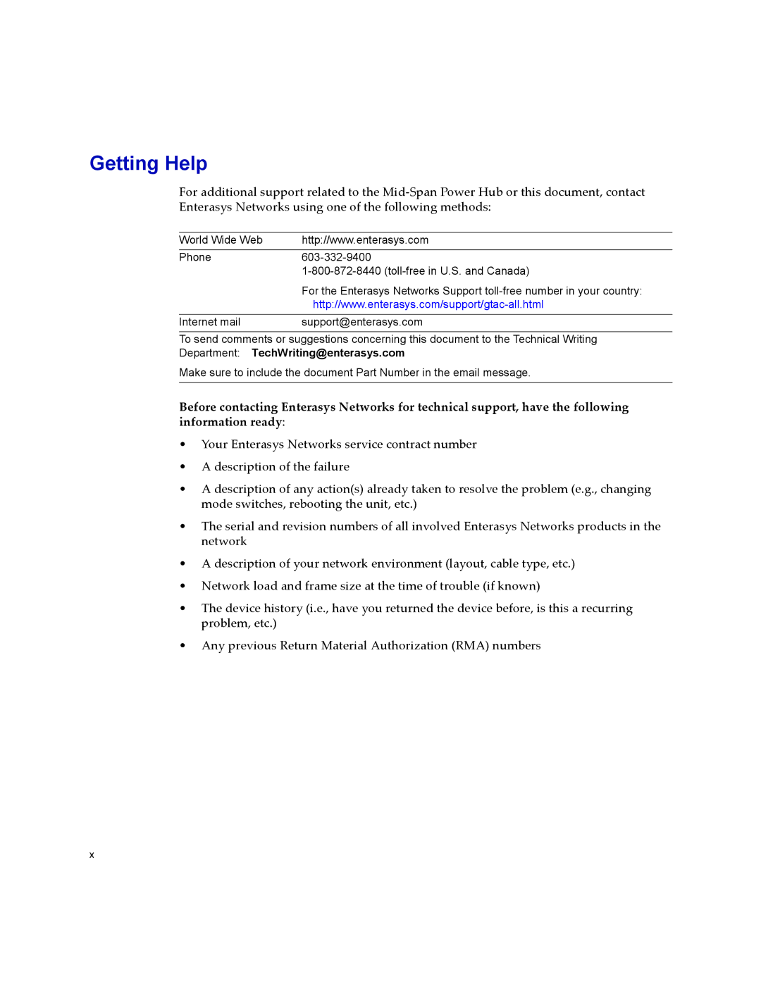 Enterasys Networks 24-Port manual Getting Help 