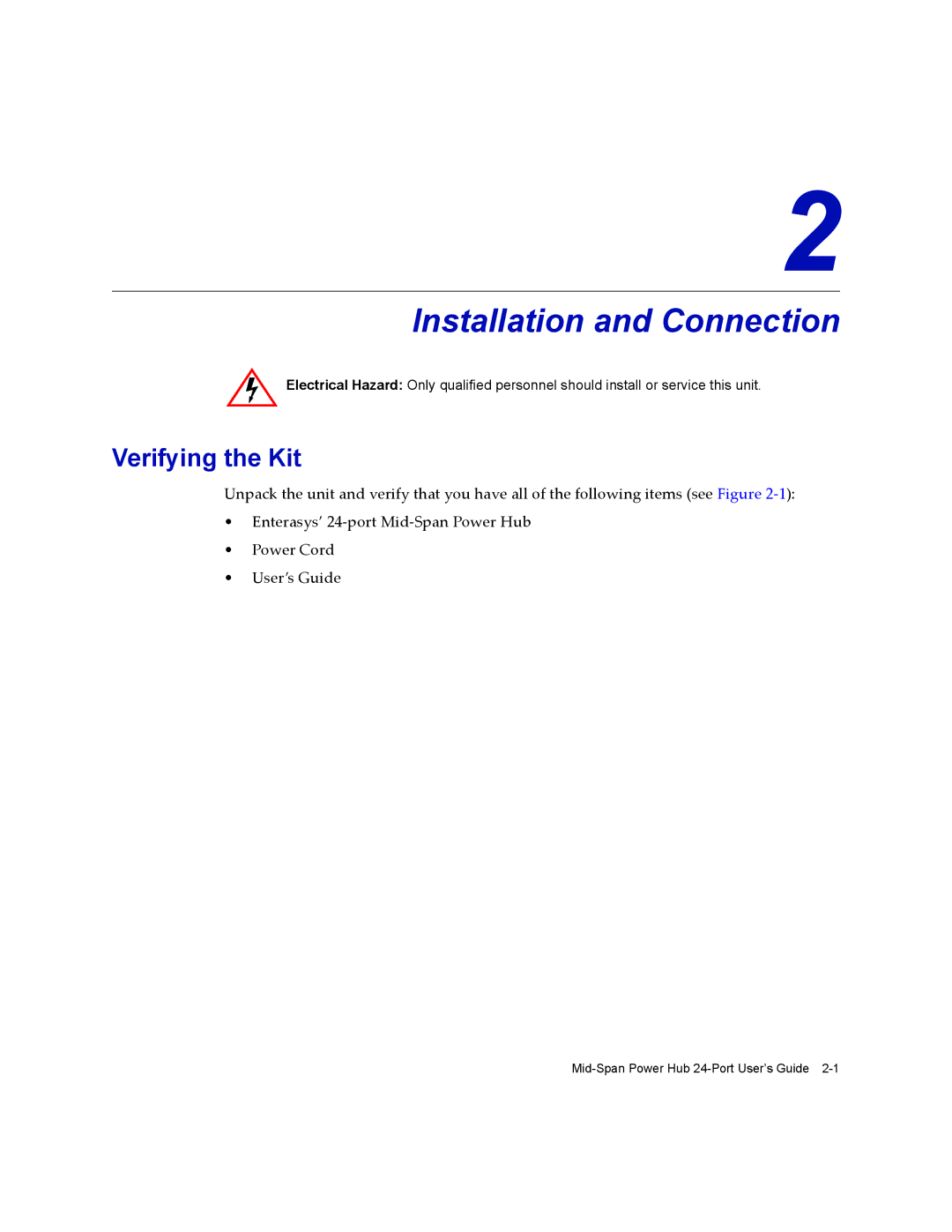 Enterasys Networks 24-Port manual Installation and Connection, Verifying the Kit 