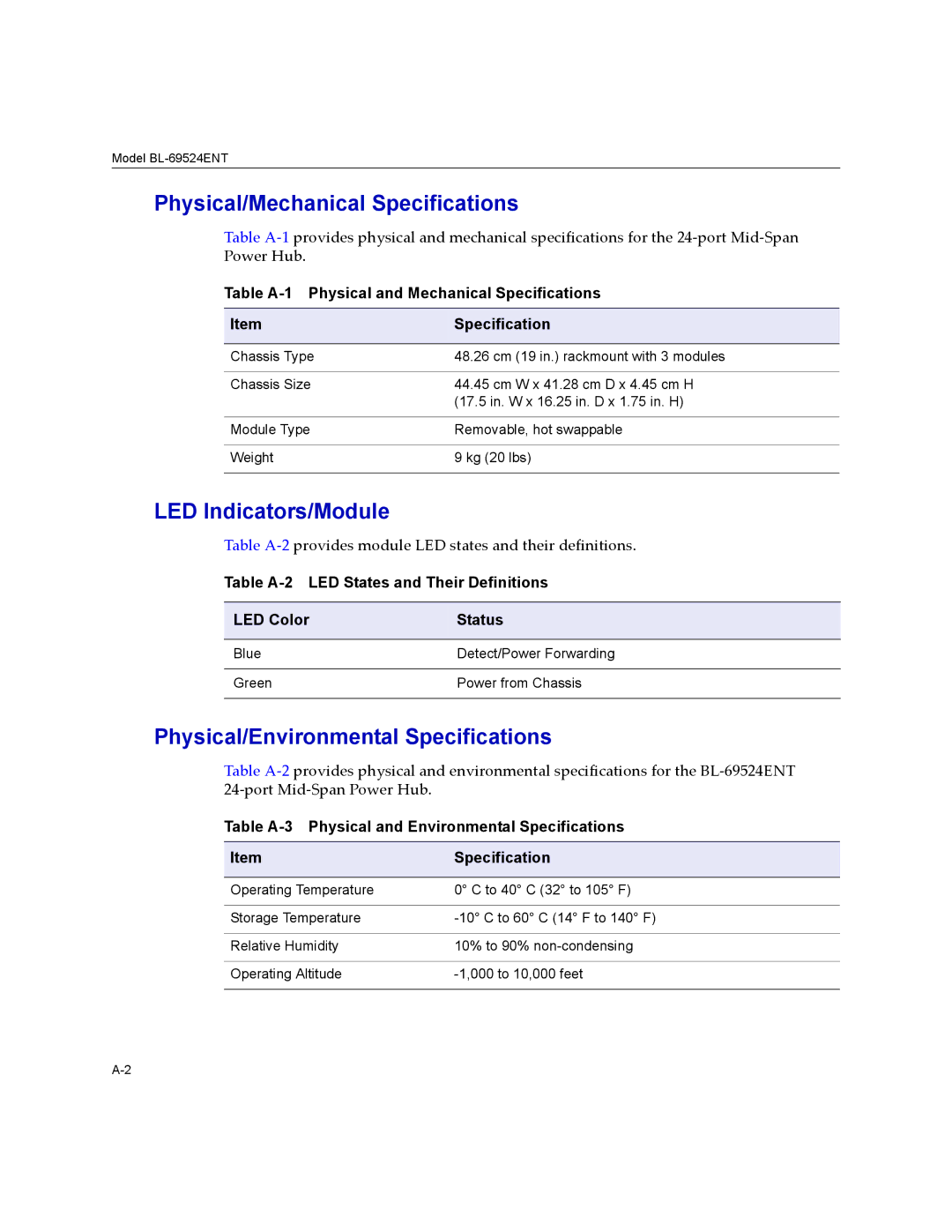 Enterasys Networks 24-Port manual Physical/Mechanical Specifications 