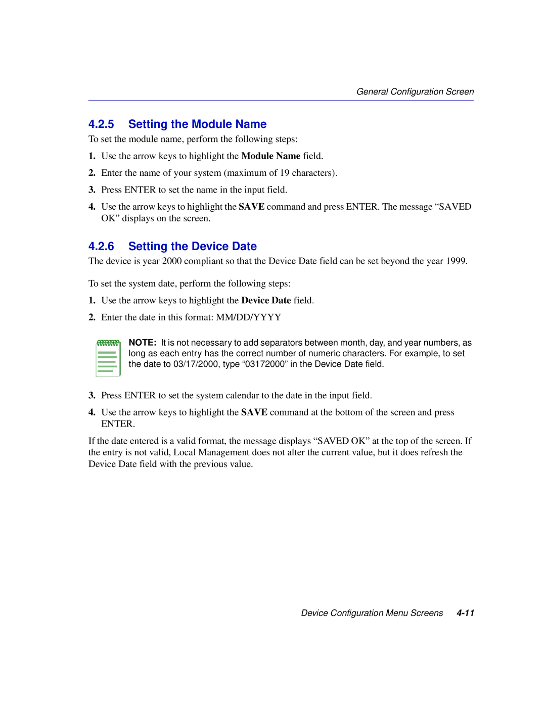 Enterasys Networks 2H258, 2E253, 2H253, 2H252 manual Setting the Module Name, Setting the Device Date 