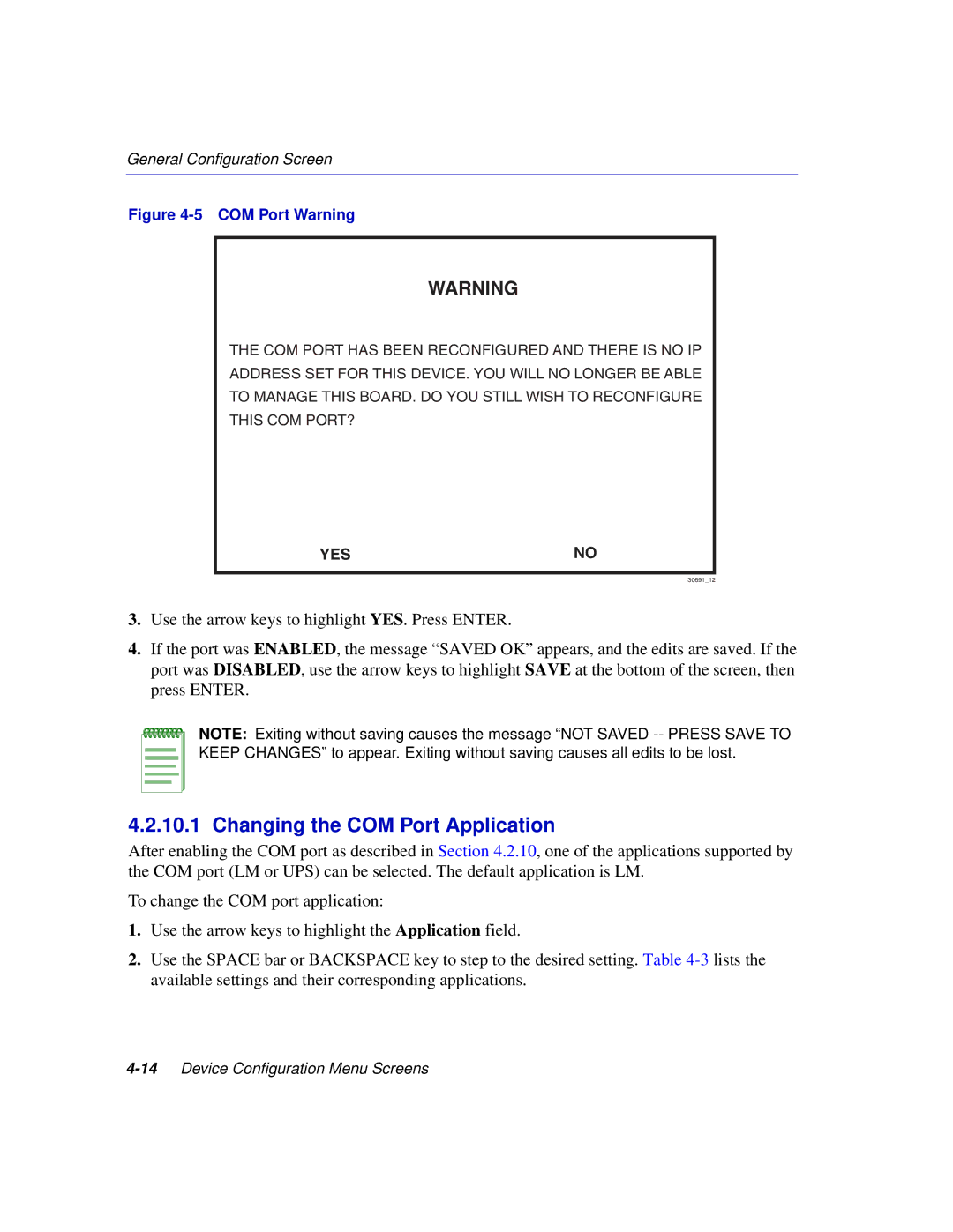 Enterasys Networks 2H252, 2E253, 2H253, 2H258 manual Changing the COM Port Application, COM Port Warning 