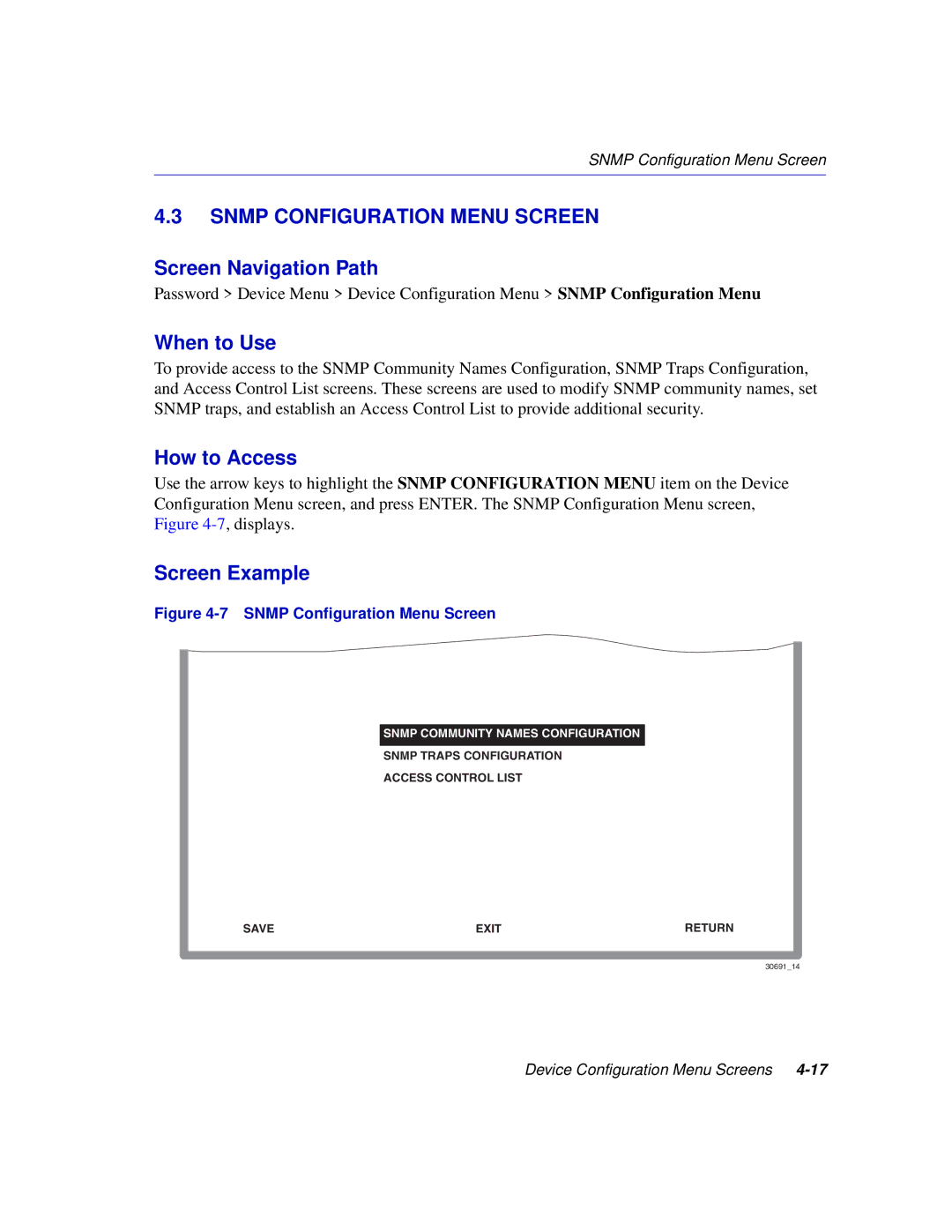 Enterasys Networks 2H253, 2E253, 2H252, 2H258 manual Snmp Configuration Menu Screen 