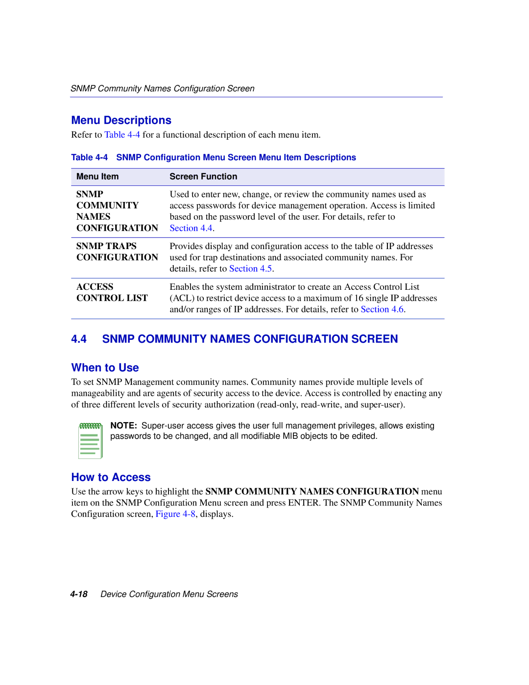 Enterasys Networks 2H252, 2E253, 2H253, 2H258 manual Snmp Community Names Configuration Screen 