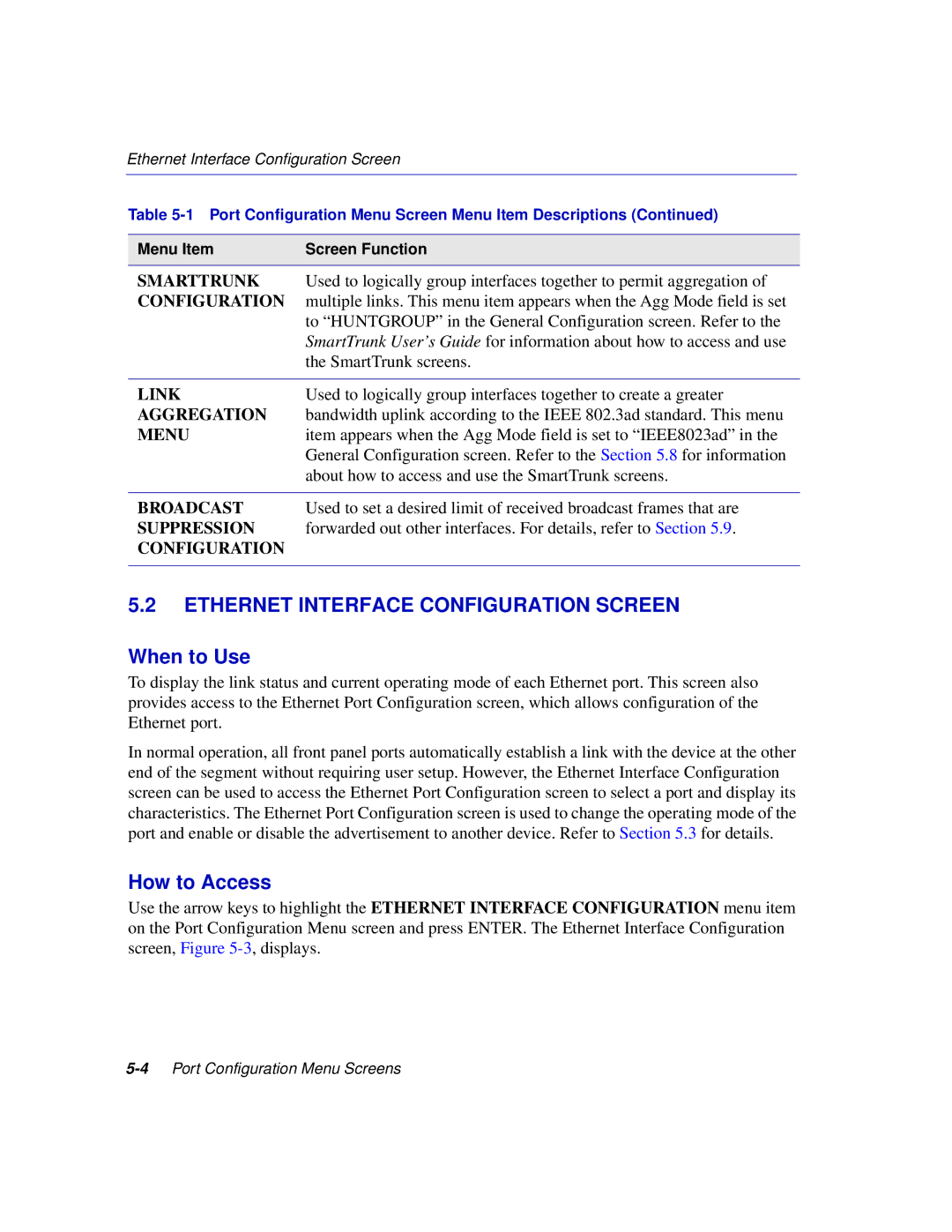 Enterasys Networks 2E253, 2H253, 2H252, 2H258 manual Ethernet Interface Configuration Screen 