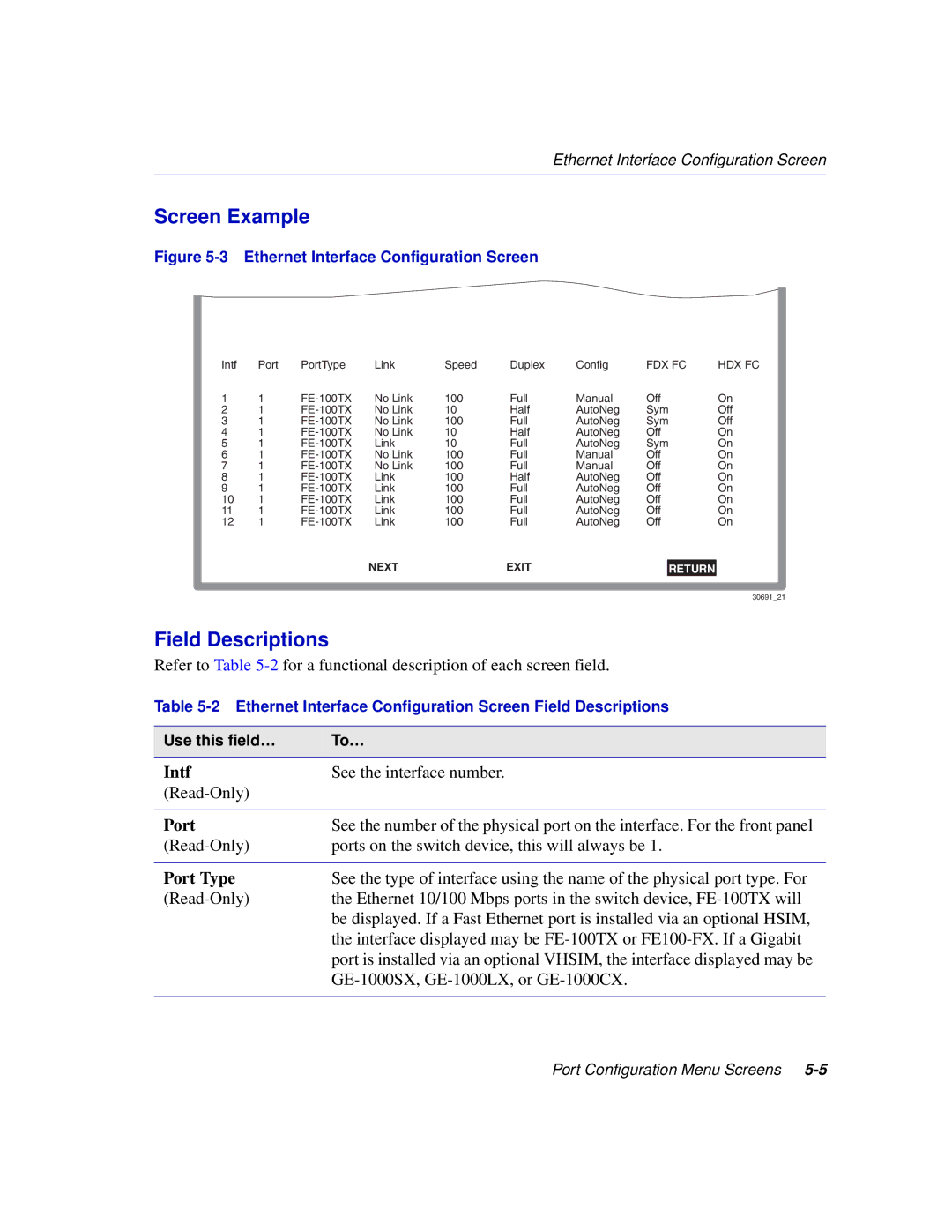 Enterasys Networks 2H253, 2E253, 2H252, 2H258 manual Intf, Port Type 