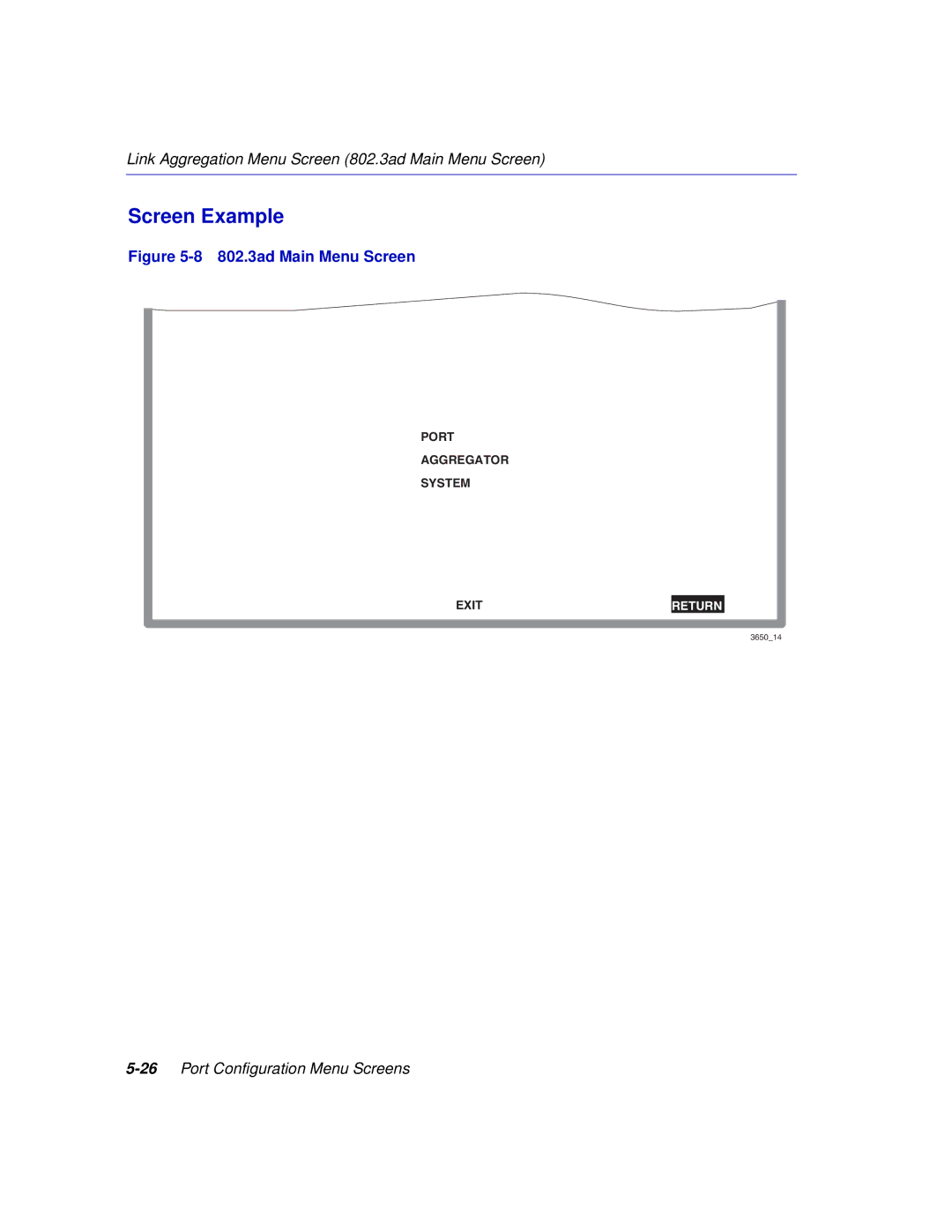 Enterasys Networks 2H252, 2E253, 2H253, 2H258 manual 802.3ad Main Menu Screen 