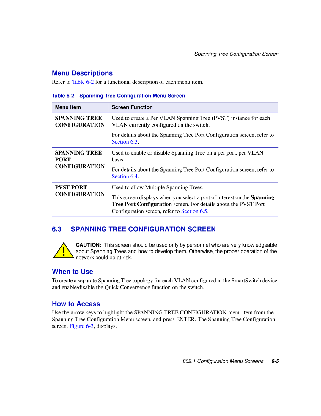 Enterasys Networks 2H258, 2E253, 2H253, 2H252 manual Spanning Tree Configuration Screen 