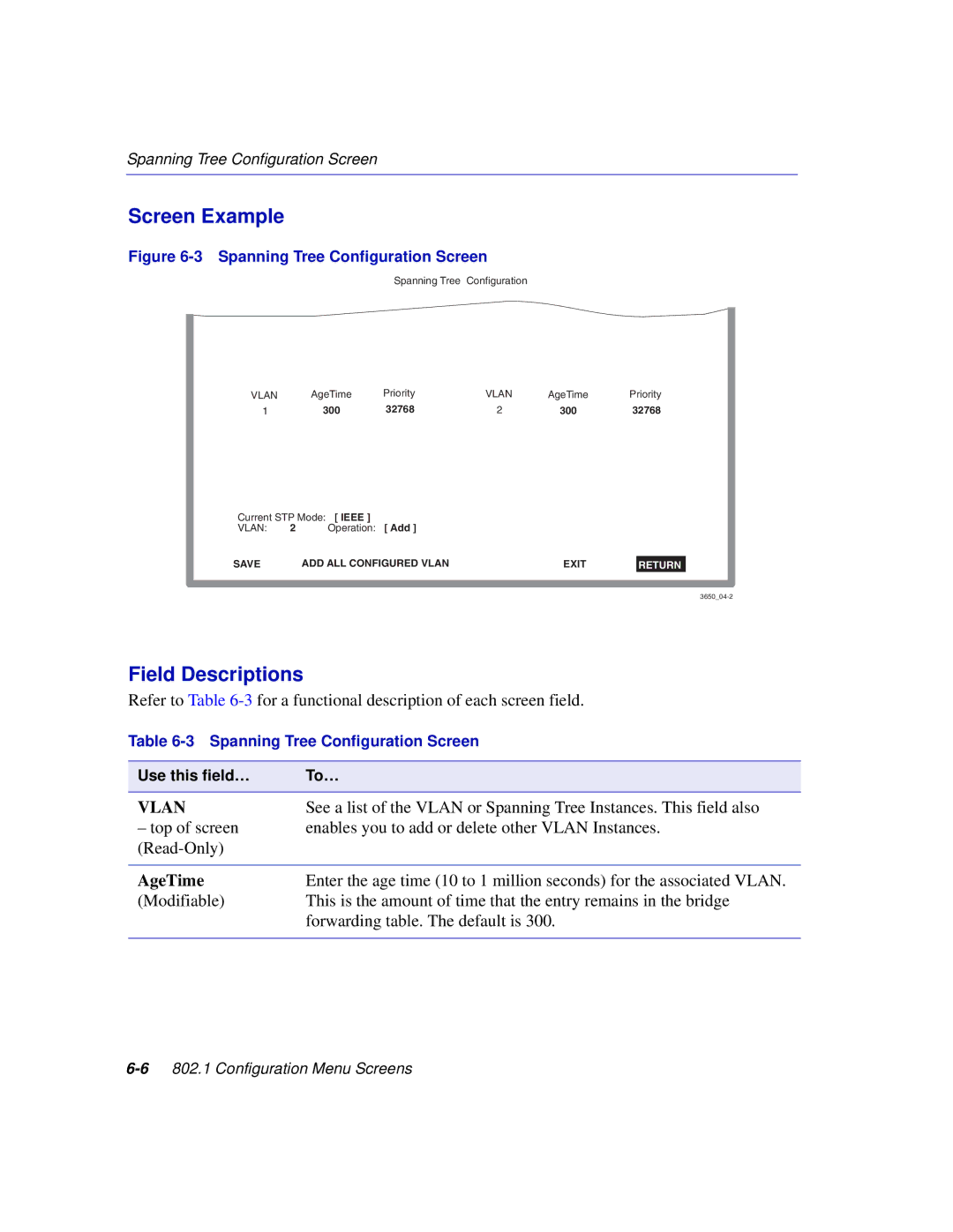 Enterasys Networks 2E253, 2H253, 2H252, 2H258 manual Vlan, AgeTime 