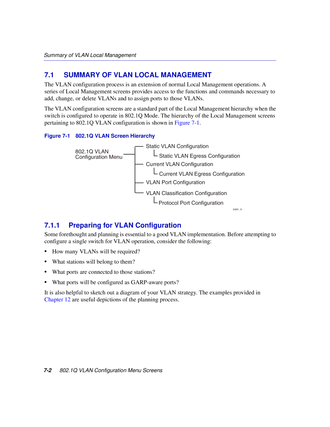 Enterasys Networks 2H252, 2E253, 2H253, 2H258 manual Summary of Vlan Local Management, Preparing for Vlan Configuration 