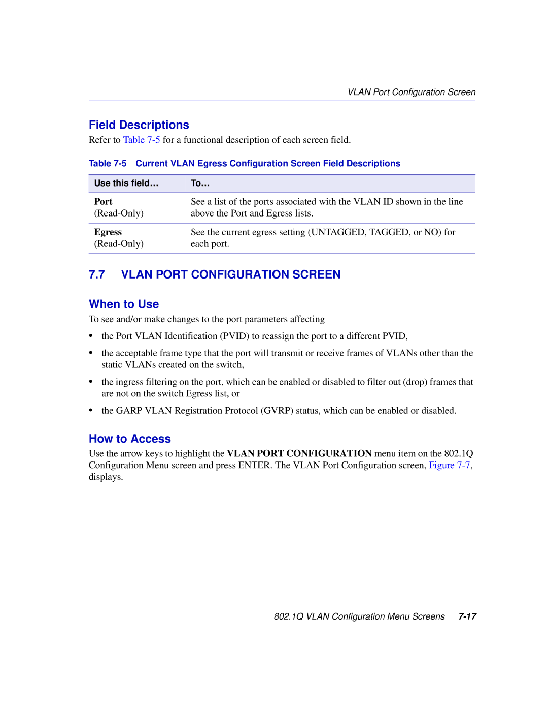 Enterasys Networks 2H253, 2E253, 2H252, 2H258 manual Vlan Port Configuration Screen 