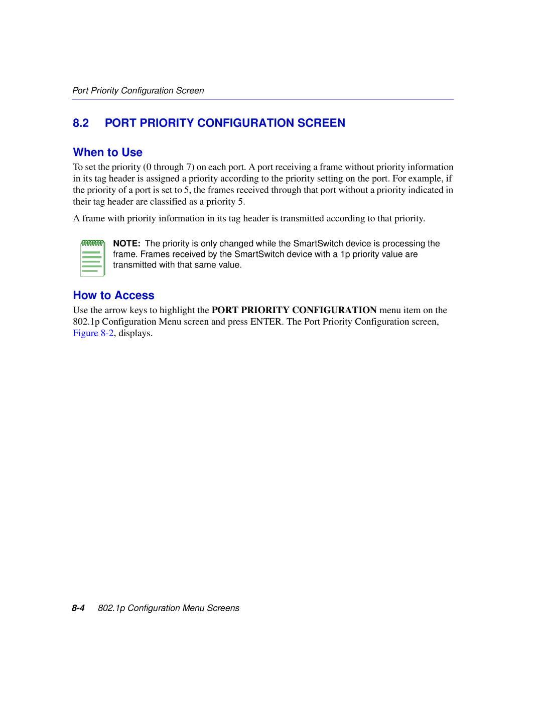 Enterasys Networks 2H252, 2E253, 2H253, 2H258 manual Port Priority Configuration Screen 