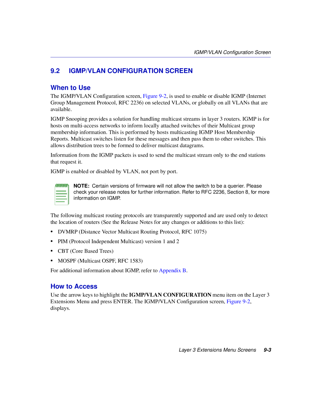 Enterasys Networks 2H258, 2E253, 2H253, 2H252 manual IGMP/VLAN Configuration Screen 