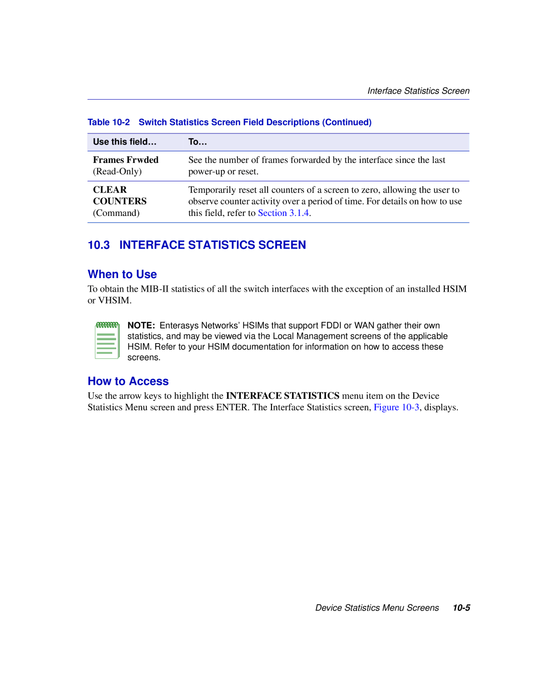 Enterasys Networks 2H253, 2E253, 2H252, 2H258 manual Interface Statistics Screen, Frames Frwded 