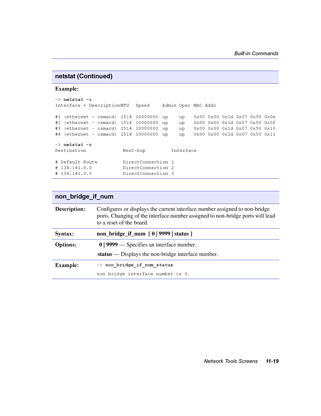 Enterasys Networks 2H258, 2E253, 2H253, 2H252 manual Nonbridgeifnum, Syntax nonbridgeifnum 0 9999 status 