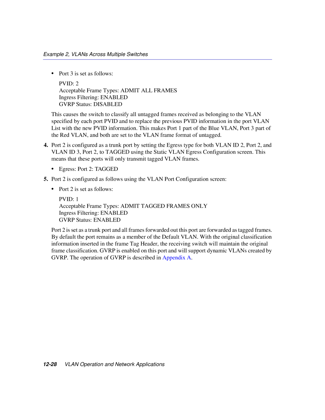 Enterasys Networks 2E253, 2H253, 2H252, 2H258 manual 12-28VLAN Operation and Network Applications 