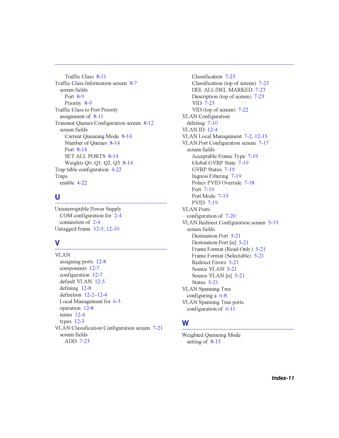 Enterasys Networks 2H253, 2E253, 2H252, 2H258 manual Index-11 