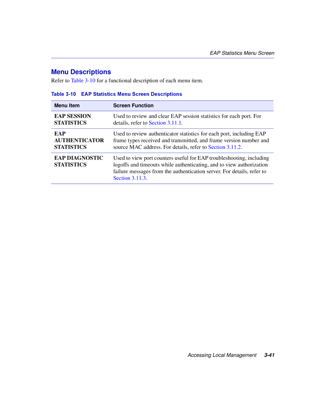 Enterasys Networks 2H258, 2E253, 2H253, 2H252 manual EAP Session, Authenticator, EAP Diagnostic 