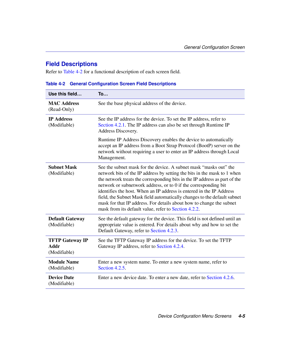 Enterasys Networks 2H253, 2E253, 2H252, 2H258 Subnet Mask, Default Gateway, Tftp Gateway IP, Addr, Module Name, Device Date 