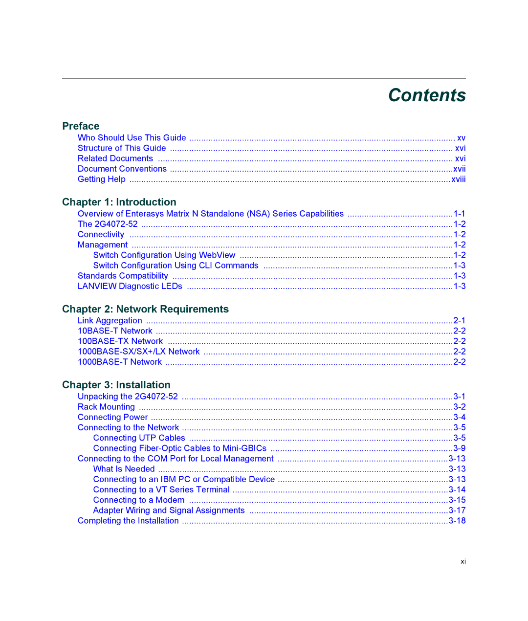 Enterasys Networks 2G4072-52 manual Contents 