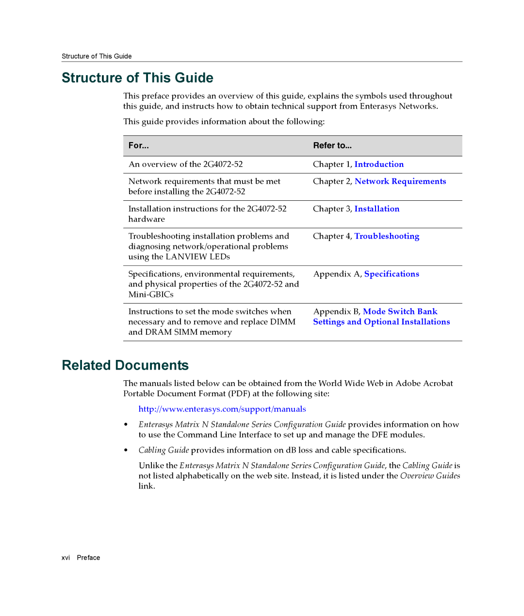 Enterasys Networks 2G4072-52 manual Structure of This Guide, Related Documents, For Refer to 