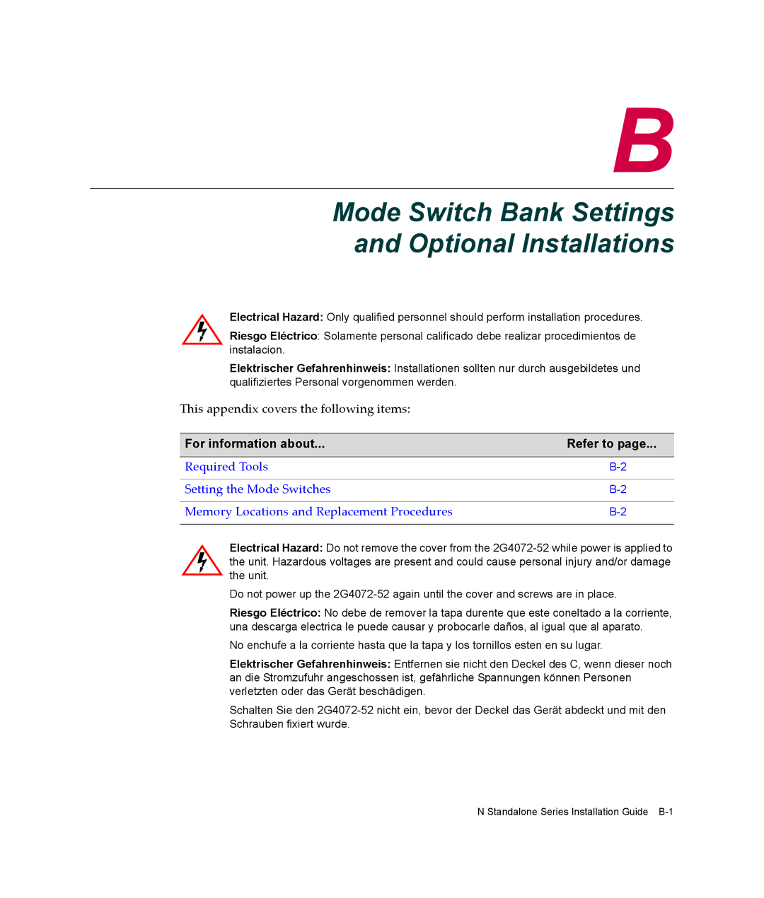 Enterasys Networks 2G4072-52 manual Mode Switch Bank Settings and Optional Installations 