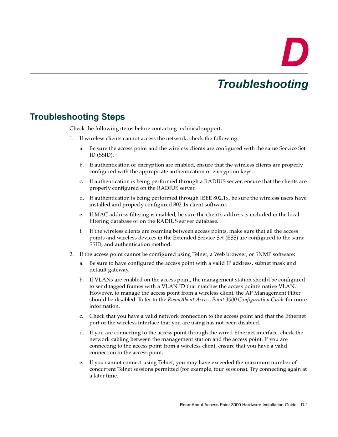 Enterasys Networks 3000 manual Troubleshooting Steps 