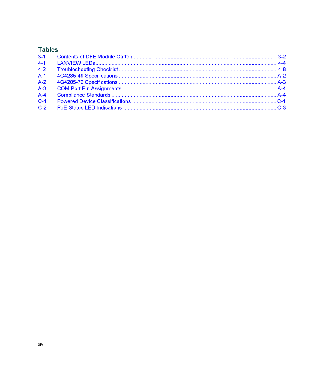 Enterasys Networks 4G4205-72, 4G4285-49 manual Tables, Contents of DFE Module Carton 