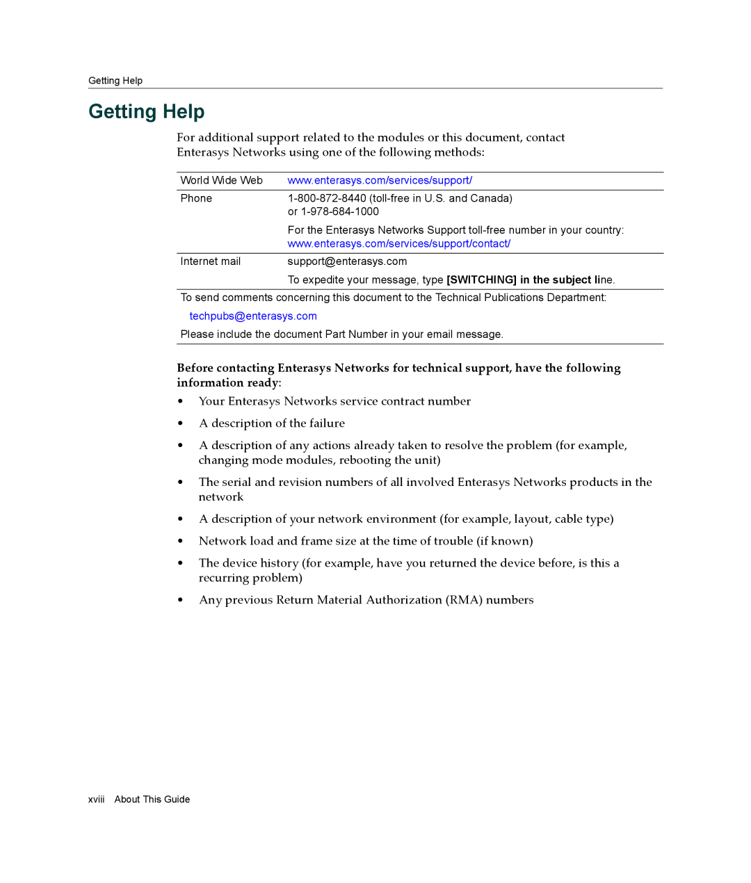 Enterasys Networks 4G4205-72, 4G4285-49 manual Getting Help 