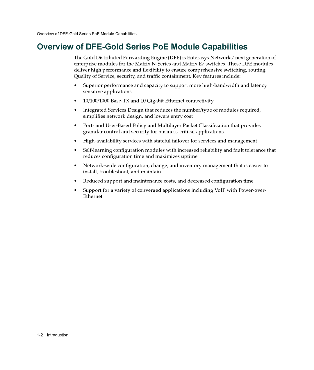 Enterasys Networks 4G4205-72, 4G4285-49 manual Overview of DFE-Gold Series PoE Module Capabilities 